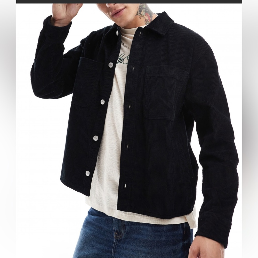 Abercrombie & Fitch Black Corduroy Shirt Jacket Size Medium - Picture 2 of 12